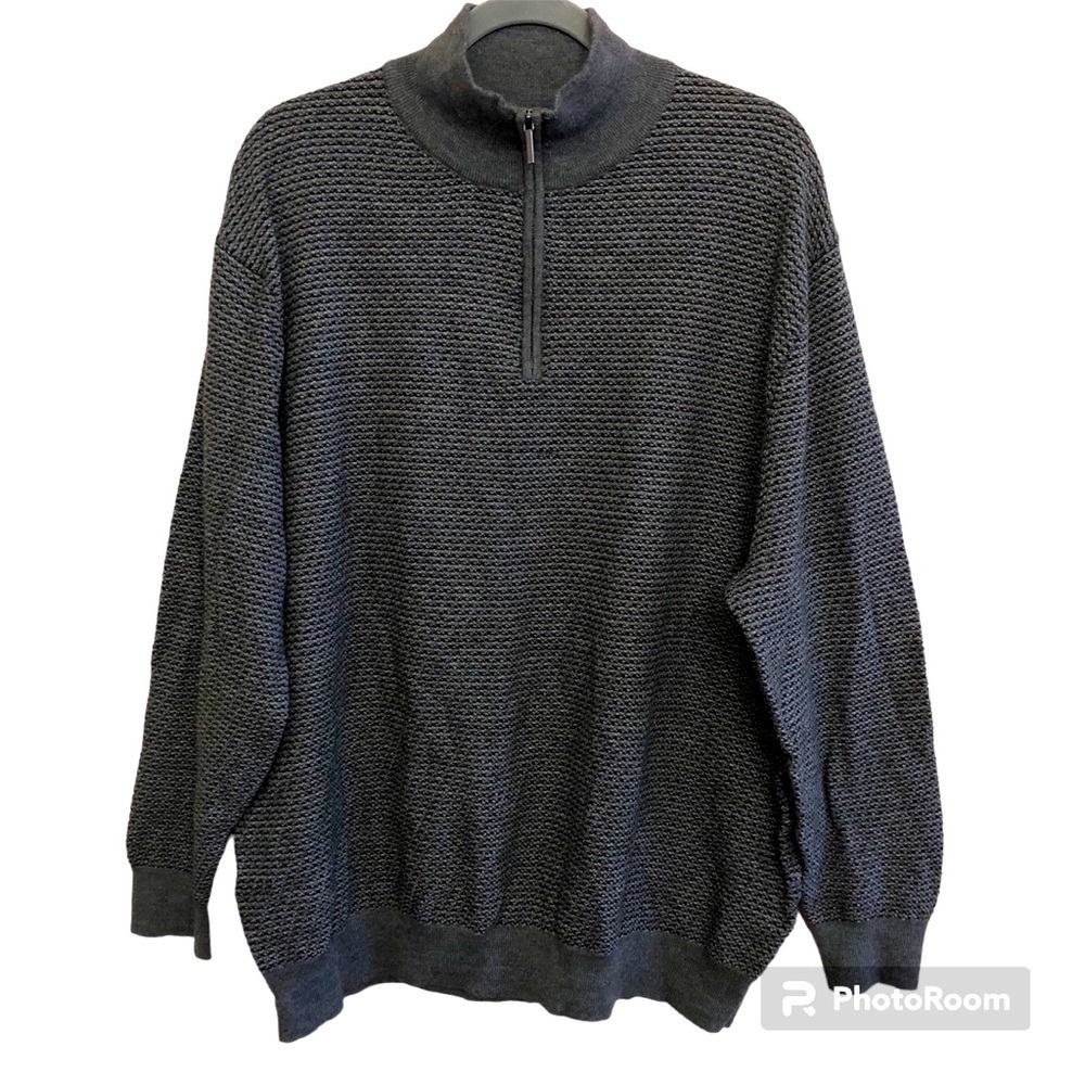 Claiborne Men’s Merino Wool Blend Quarter Zip Textured Sweater Plus Size 2XL